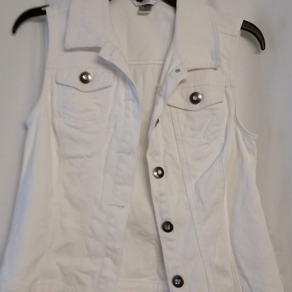 Christopher & Banks White Denim/Jeans Vest